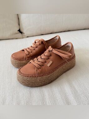 Women’s Platform Espadrille Sneakers in Camel Brown